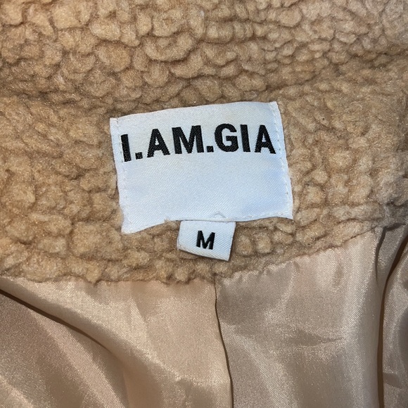 Womens I AM GIA teddy coat camel brown size M - Picture 4 of 6